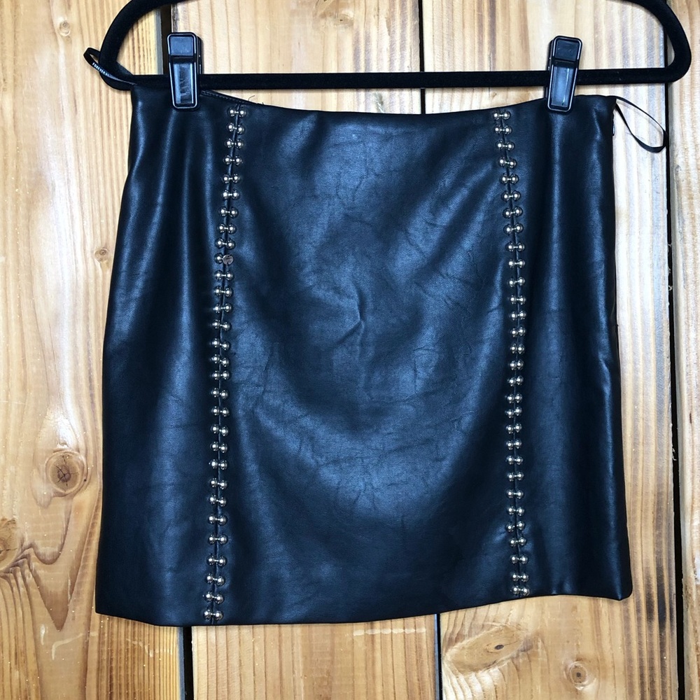 Forever 21 Black Leather Mini Skirt Studded